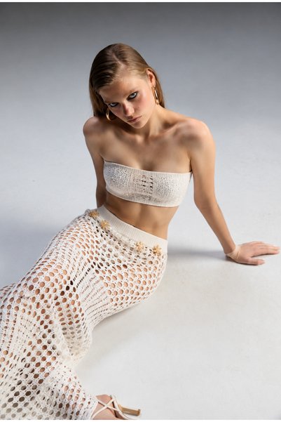 MARLİNG Bustier Skirt Beach Cotton Set