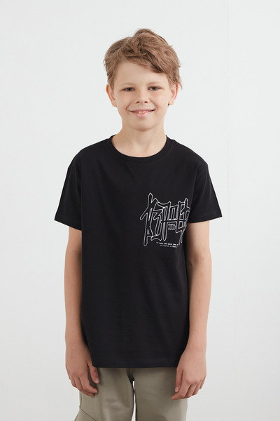 Fulla Moda 100% Cotton Text Printed Boy's T-Shirt