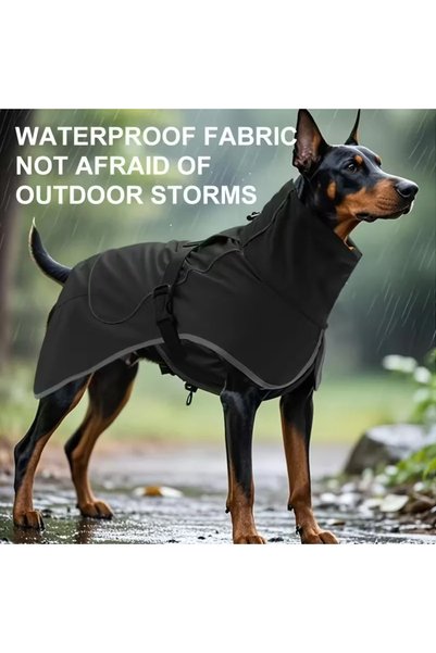 Choice1 XXL Black Dog Raincoat Windbreaker for All Dog Sizes Waterproof Dog O...