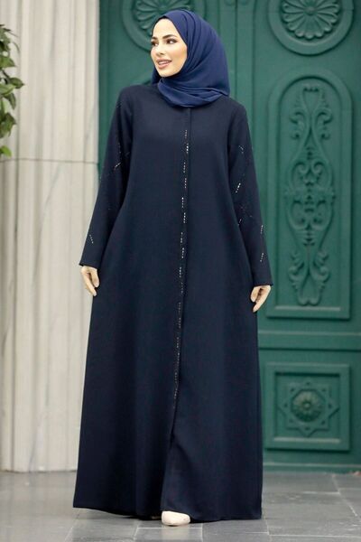 Neva Style Zippered Navy Blue Hijab Ferace 625L
