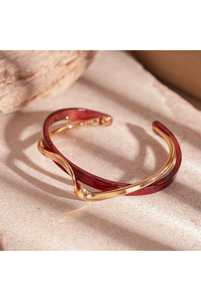 Choice10 red White Acrylic Bracelets Board Bend Metal Bangles Womens Hand Bra...