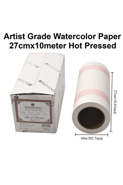 Choice Artist Roll 27cmx10m Hot Press New Baohong Artist Grade 100% Cotton Wa...