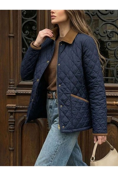 minshe Velvet Collar Quilted Women's Coat