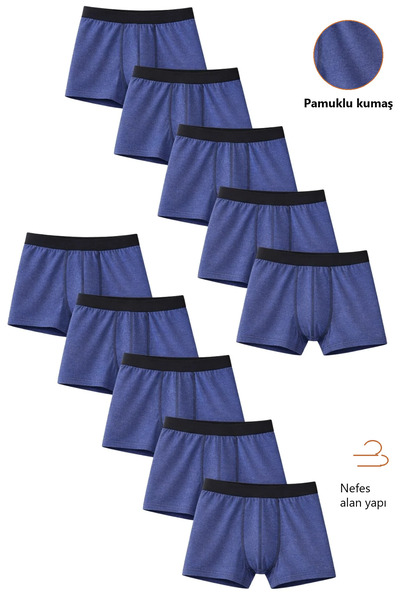 Freemen Boys' Cotton Slim Fit Breathable Boxers 10-Pack Blue-Blue