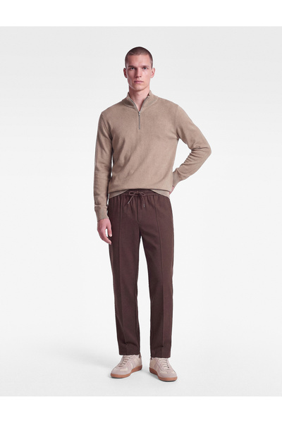 Koton Regular Fit Pocketed Elastic Waist Lace-Up Fabric Trousers