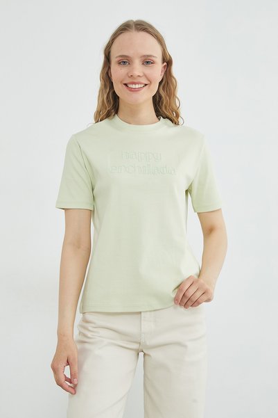 Fulla Moda Happy Enchilada Embroidered Crew Neck T-Shirt
