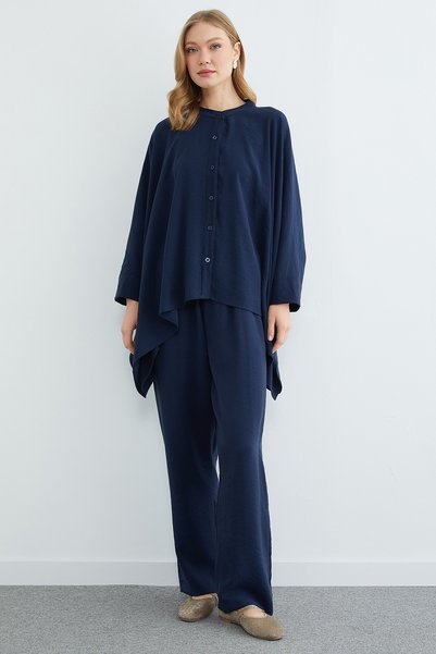 Fulla Moda Bat Sleeve Buttoned 2-Piece Set