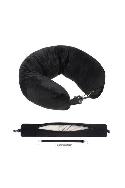 choice2 black Fillable travel neck pillow, can hold clothes, pillowcase stora...