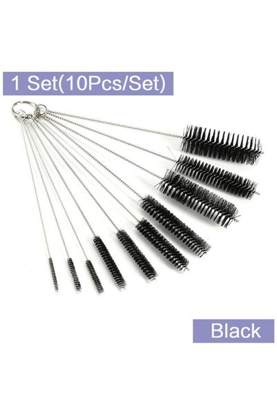 Choice3 1set-Black Nylon Straw Cleaning Brush Kit Pipe Cleaner Stainless Stee...