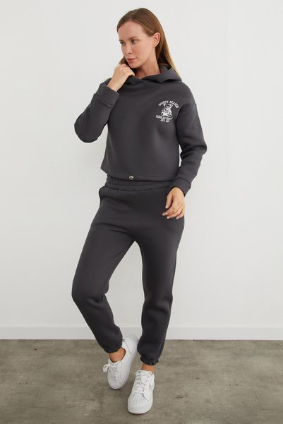 Fulla Moda Σετ φόρμας Jogger με κουκούλα με 3 κλωστές