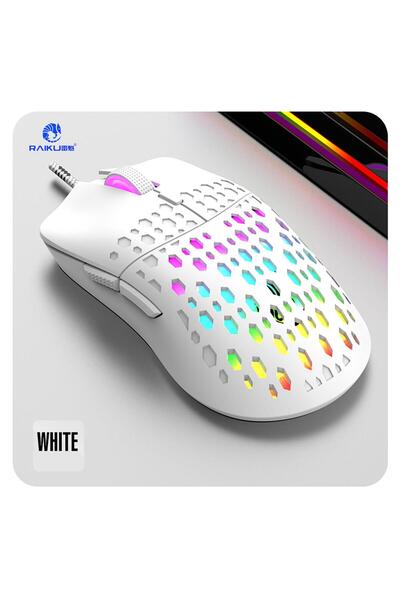 Choice1 WHITE RAIKU G701 Wired 6 Keys Mouse Colorful Lighting Gaming and Offi...