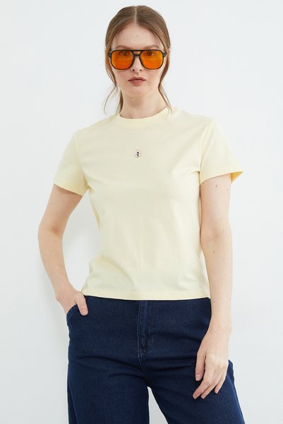 Fulla Moda Metal-Accented Crew Neck T-Shirt
