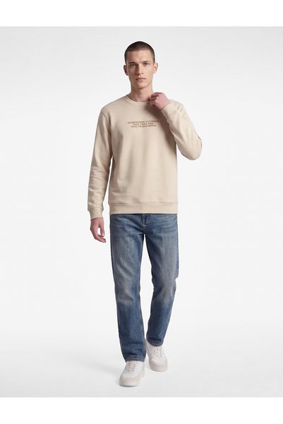 Koton Uzun Kollu Üç İplik Şardonlu Bisiklet Yaka Baskılı Sweatshirt