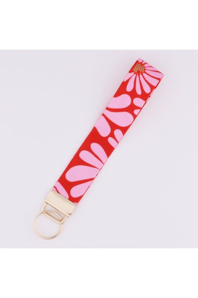 Choice Pink Cute Daisy Pattern Wristlet Strap Keychain Lanyard with Keyrings ...