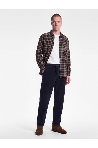 Koton Cotton Pocketed Velvet Trousers with Elastic Waist and Laces
