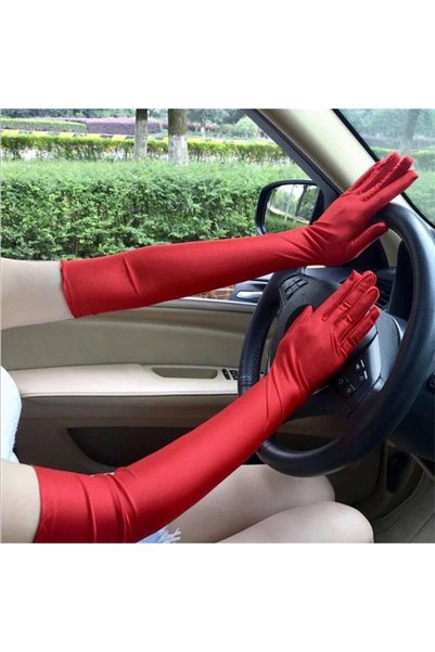 choice2 One Size Red 53cm Classic Women Spandex Stretch Long Gloves Drive Sun...