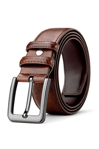 Choice 120cm Brown 3.8cm Men's PU Leather Alloy Pin Square Buckle Belt 120 13...