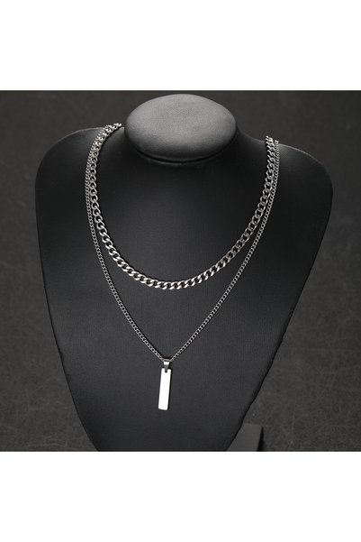 Choice AYASilver 2Pcs/Set Small Hanging Tag Stainless Steel Necklace for Men ...