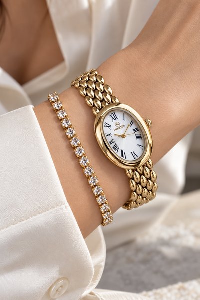Homies Original Women's Watch - 3 Atm Water Resistant - Gold Color Steel Band...