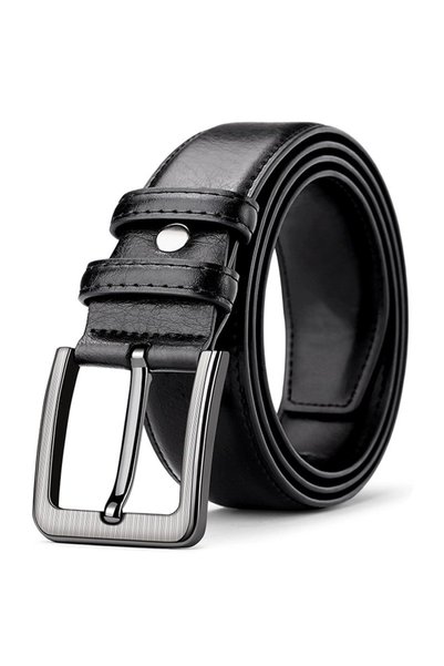 Choice5 120cm Black 3.8cm Men's PU Leather Alloy Pin Square Buckle Belt 120 1...