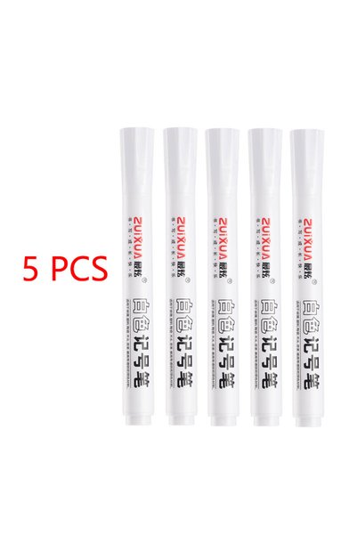 Choice 5 pieces 1/3/5 Pcs White Marker Pens 2.0mm Oily Waterproof White Gel P...