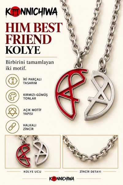 FG KONNİCHİWA HIM Kolye Modelleri – Heartagram Pena Best Friend Rock Müzik Ko...