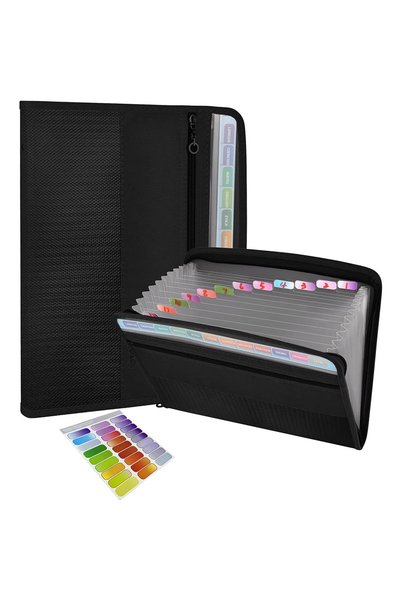 Choice منظم ملفات أكورديون أسود مع سحاب آمن، مجلد ملفات قابل للتوسيع بـ 13 جي...