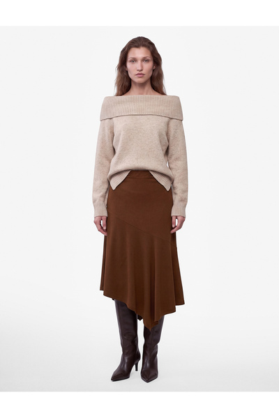 Koton Slim Fit Asymmetrical Midi Skirt
