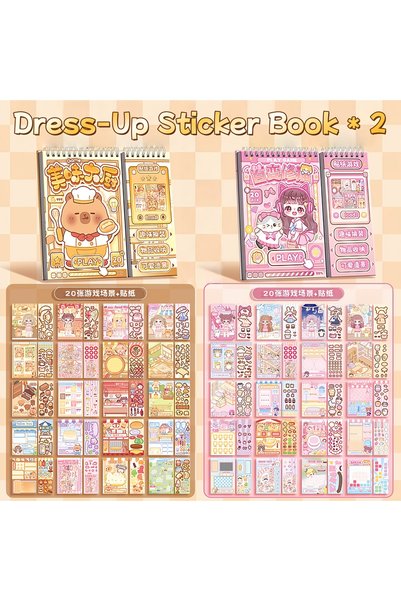 Choice1 Pink1Pc and Khaki1Pc Game-Themed Sticker Book, Cute and Creative Mate...