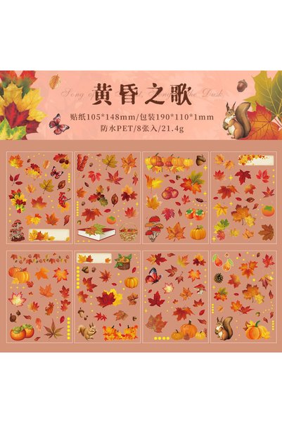 Choice A 8 Sheets Vintage Autumn leaves Stickers Creativity Decorative Hand A...