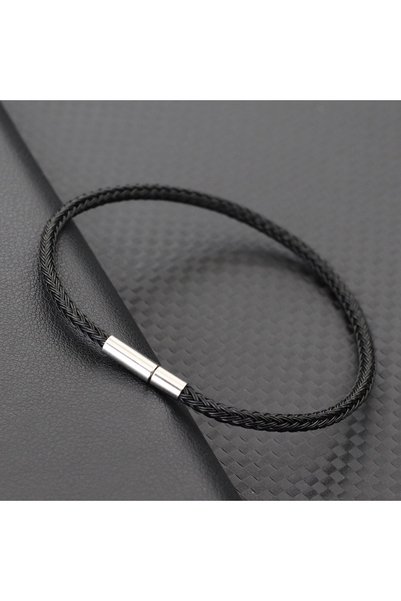 Choice 20.5cm 8.1Inch black 3mm Thin Stainless Steel Wire Bracelet For Men Go...