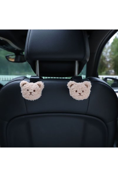 Choice3 2pc Beige bear 2PCS Cute Cartoon Bear Car Seat Back Hooks Storage Veh...