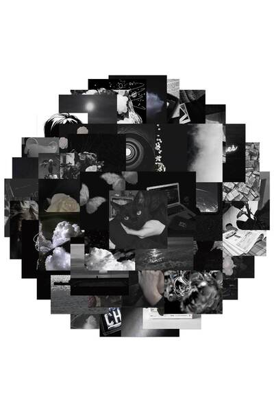 Choice 50PCS 50Pcs Ins Style Cool Black Stickers Aesthetic DIY Sticker Phone ...
