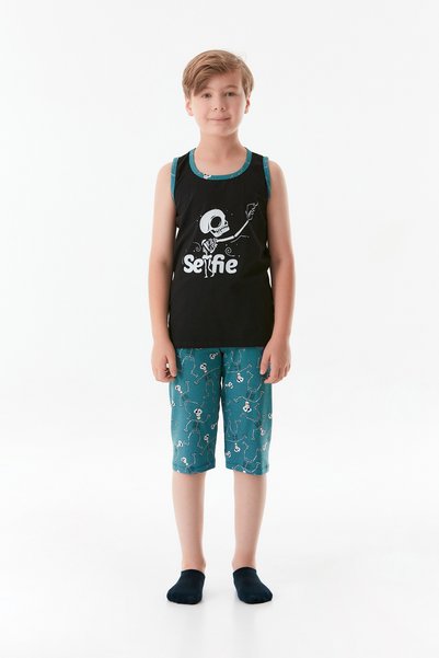 Fulla Moda Printed Crew Neck Boy's Pajama Set