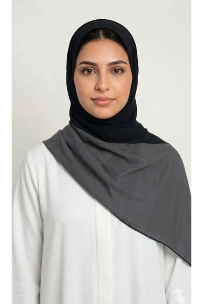 Veil Designer طرحة بوال اسود و رمادي طبقين لوانين قماش بوال ياباني 190*60