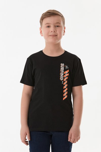 Fulla Moda Αγορικό μπλουζάκι με στάμπα Adventure Text από 100% βαμβάκι