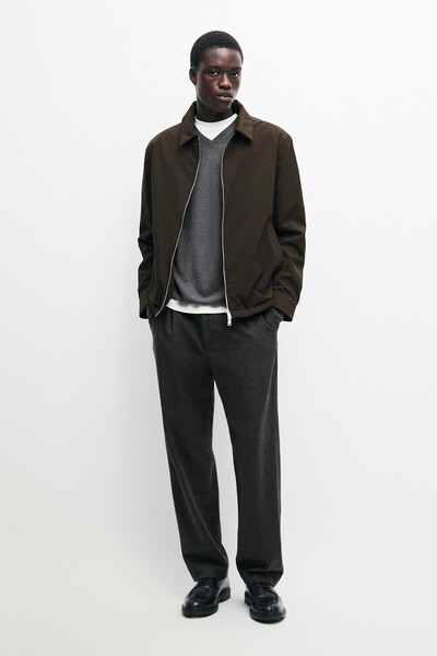 Massimo Dutti relaxed fit çizgili yünlü pantolon