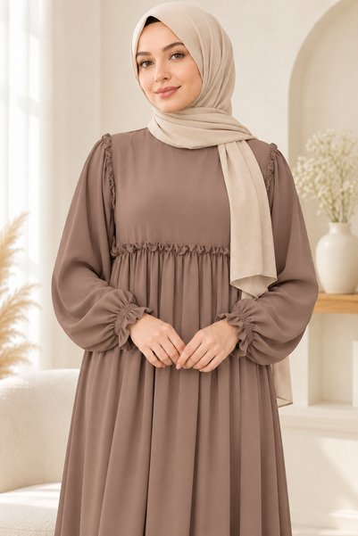 ARKARLİN BUSE MODEL |ELBİSE |FIRFIRLI |ROBALI |NAMAZ ELBİSESİ |TESSETTÜR |ÖZE...