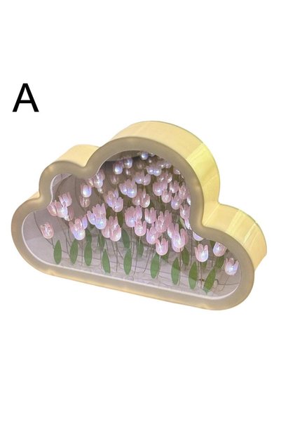 Choice A DIY Cloud Mirror Tulip Lamp Night Light Girl Bedroom Ornaments Photo...