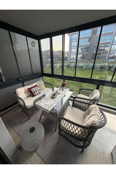 Tu Tienda TİRE ALÜMİNYUM 2+1+1+MASA(70X120) BALKON BALKON MUTFAK TAKIMI,GRİ R...
