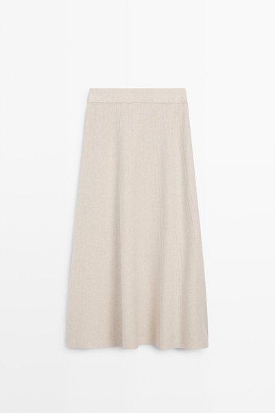 Massimo Dutti Kloş midi etek total look