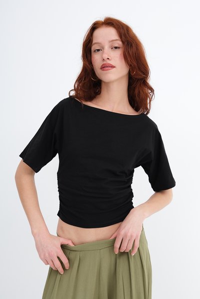 Addax Side Gathered T-Shirt P1913