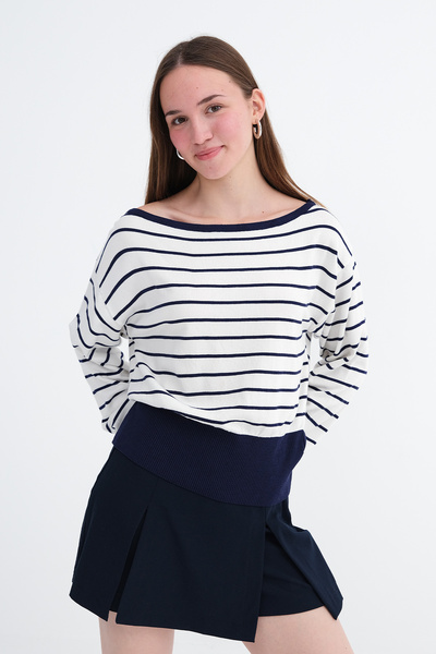 Addax Striped Knitwear Sweater K10355