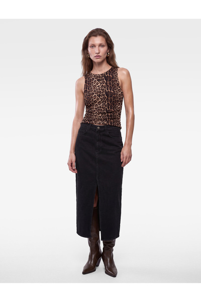 Koton Slim Fit Crew Neck Sleeveless Leopard Print Undershirt