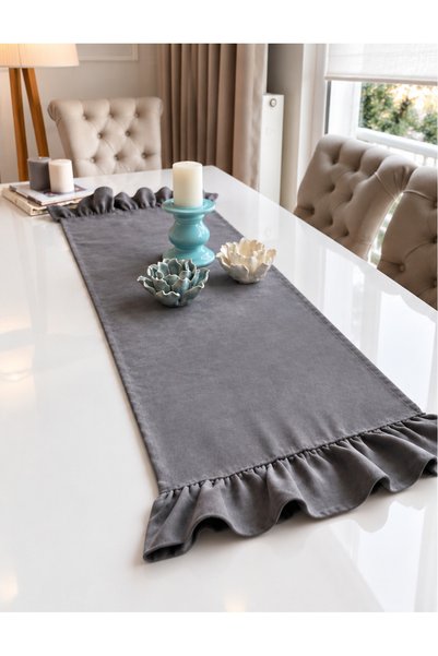 Decamor home İnci Vintage Βελούδινο Χαλάκι με Υφή, Χωρίς Ραφές, με Βολάν, Ανθ...