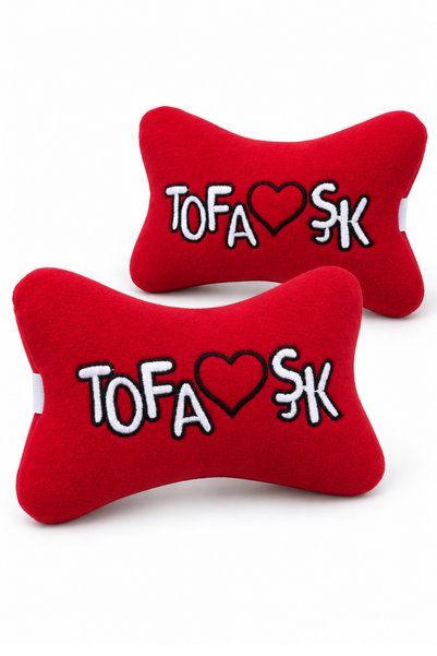 TUSBA MARKET Tofaşk Polar Orthopedic Car Travel Embroidered Neck Pillow / 2-P...