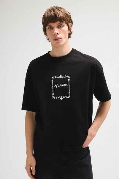 DeFacto 100% Cotton Boxy Fit Short Sleeve Ataturk Signature Printed T-Shirt I...