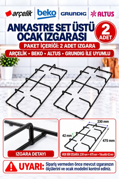 Altus Üst Ocak Gözü Izgara Grubu 47,5 X 23,2 Cm ( 2 Adet )