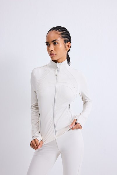 DeFacto Slim Fit High Collar Zippered Sport Basic Cardigan with Stitching Det...