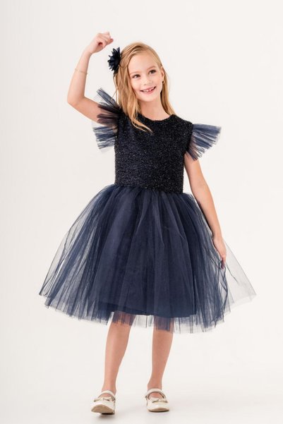 Mnk Baby&Kids Tulle Girls Kpl Dress Mnk0526 Dark Navy Blue